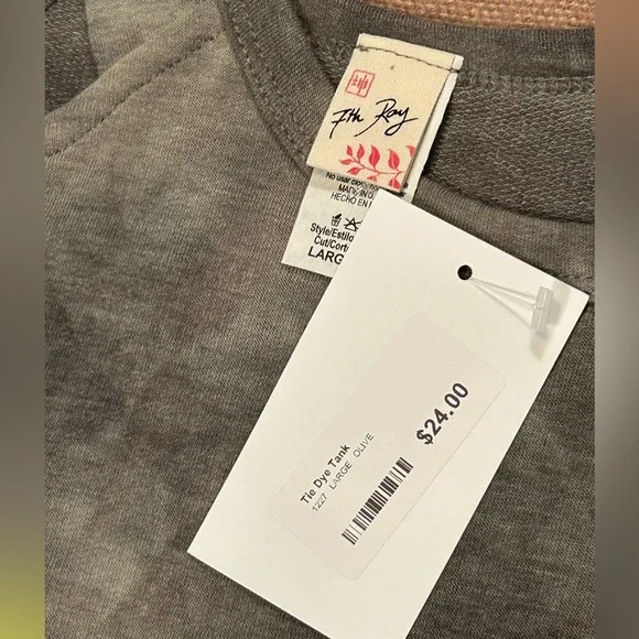 NWT Olive Tie-die tank, L - Picture 3 of 8